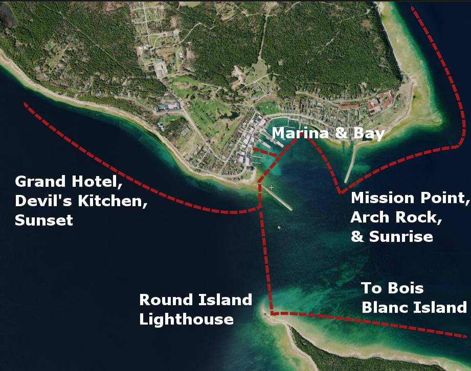 Great Turtle Kayak Tours' Routes around the Straits of Mackinac